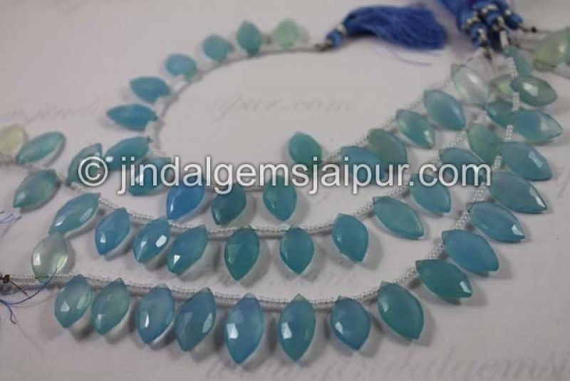 Blue Chalcedony Far Faceted Marquise Shape Beads